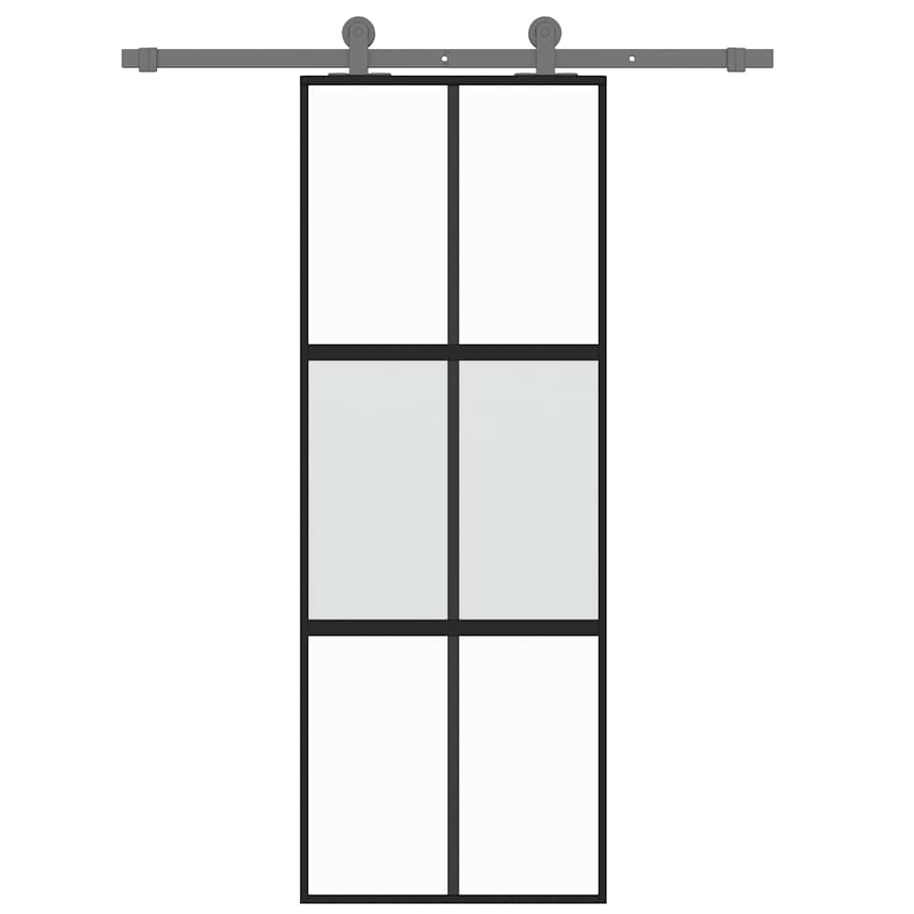 Vidaxl schuifdeur 76x205 cm gehard glas en aluminium zwart