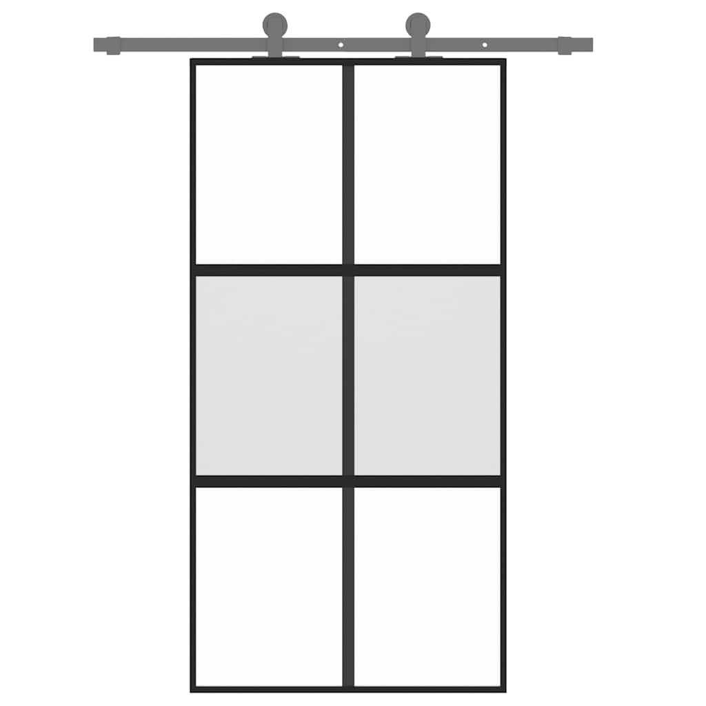 Porta scorrevole Vidaxx 102,5x205 cm vetro temperato e alluminio nero