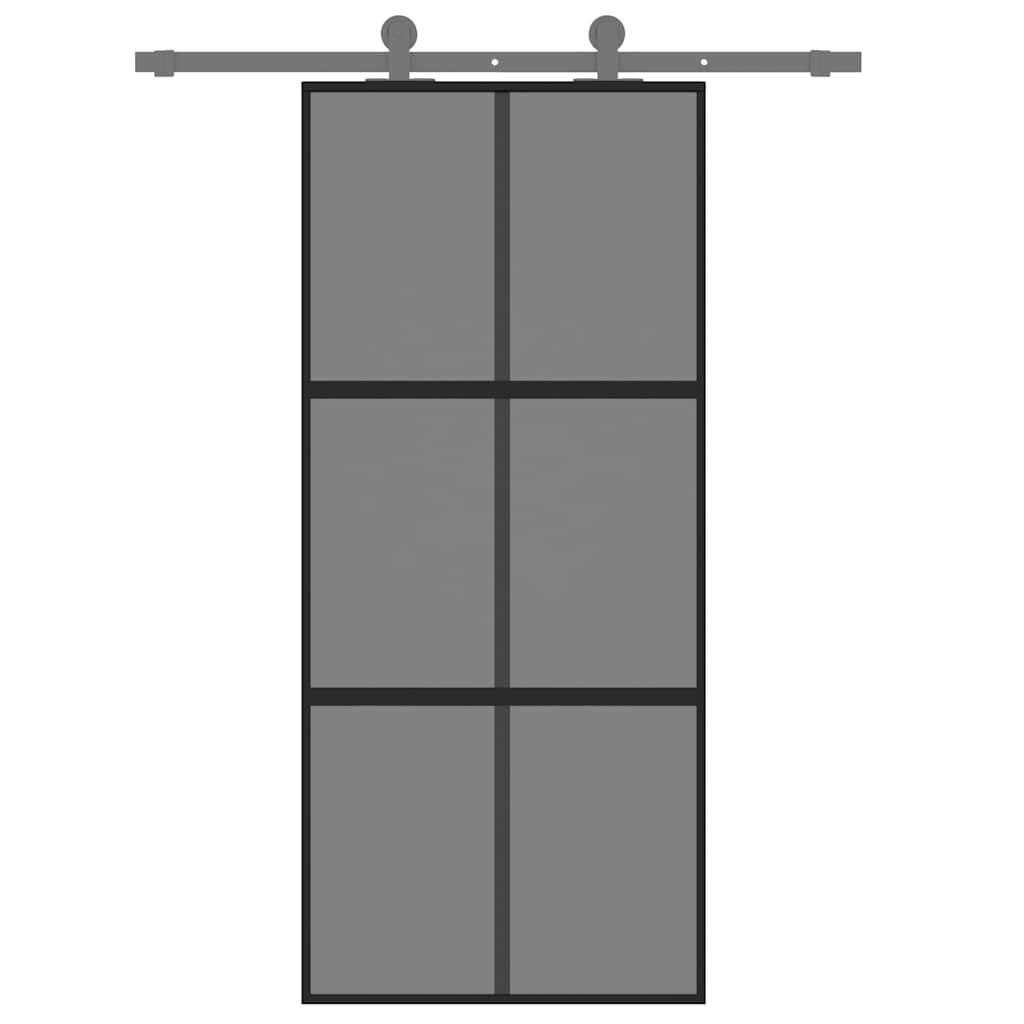Porta scorrevole Vidaxx 90x205 cm vetro temperato e alluminio nero