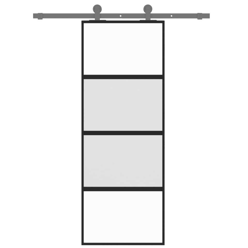 Porta scorrevole Vidaxl 76x205 cm in vetro indurito e nero in alluminio