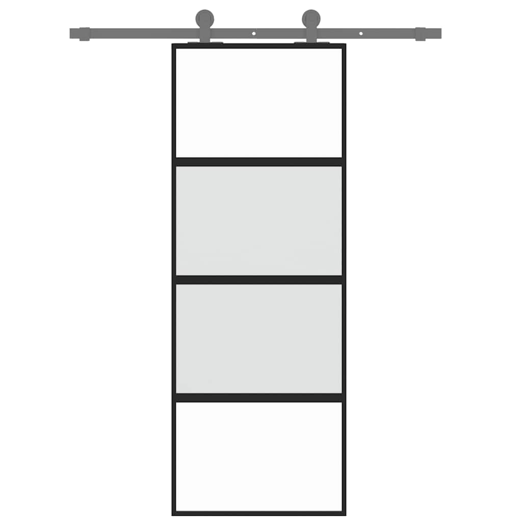 Porta scorrevole Vidaxx 76x205 cm vetro temperato e alluminio nero