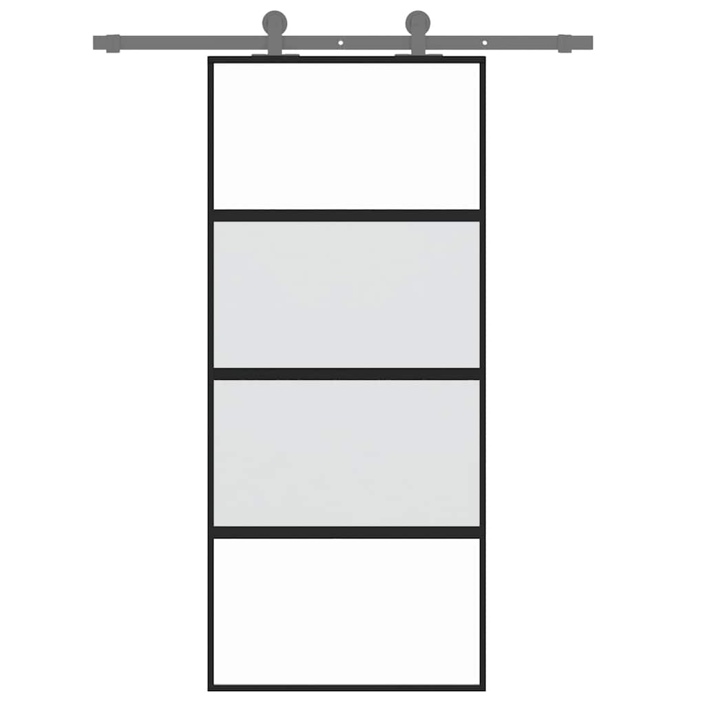 Vidaxl schuifdeur 90x205 cm gehard glas en aluminium zwart