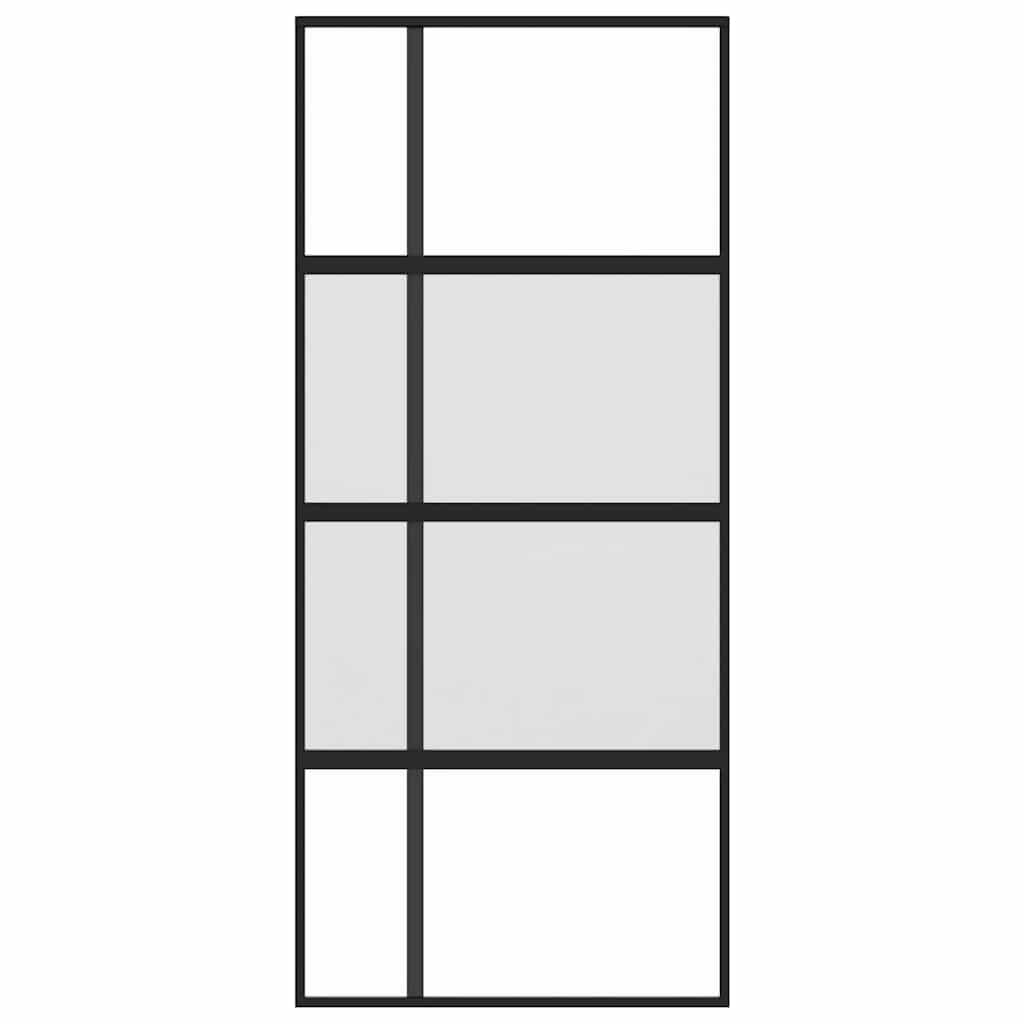 Vidaxl schuifdeur 90x205 cm gehard glas en aluminium zwart