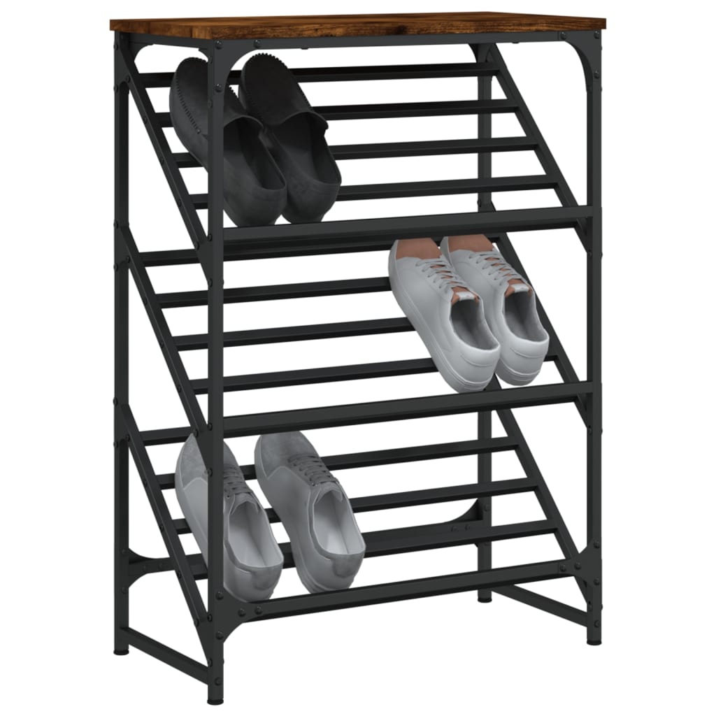 Vidaxl Shoe Rack 60x30x85 cm de madera procesada de roble ahumado coloreado
