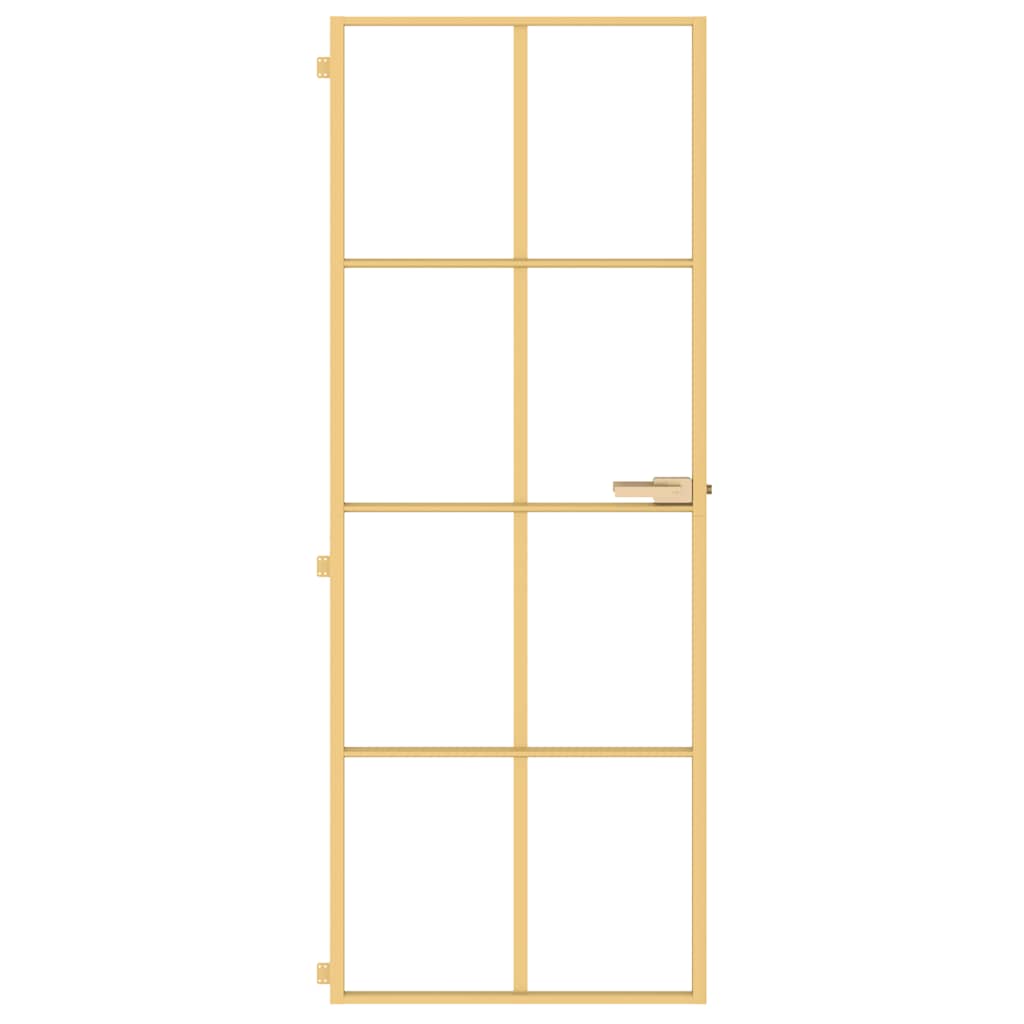 Vidaxl puerta interior estrecha 76x201.5 cm de vidrio endurecido y color de oro de aluminio