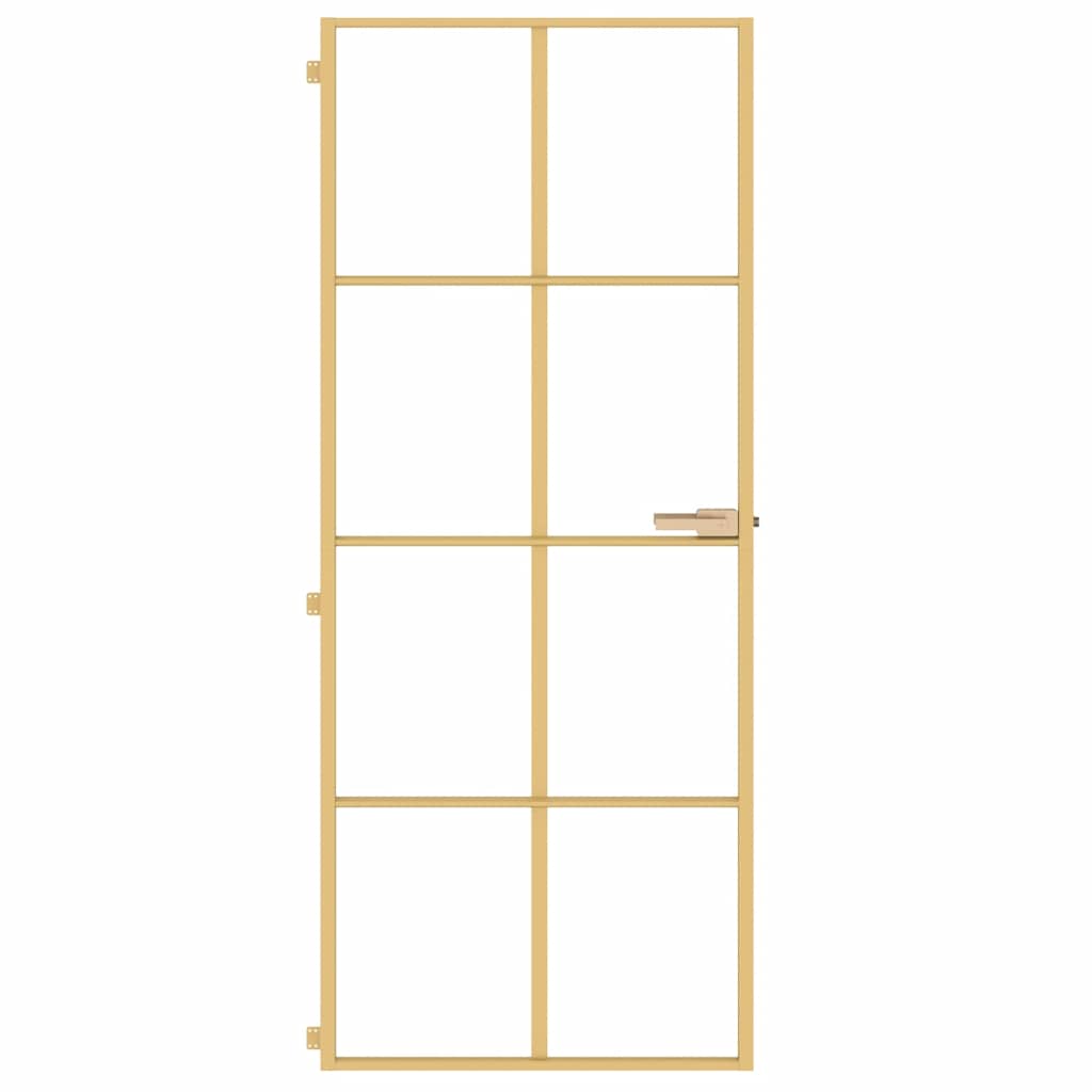 Vidaxl puerta interior estrecha 83x201.5 cm de vidrio endurecido y color de oro de aluminio