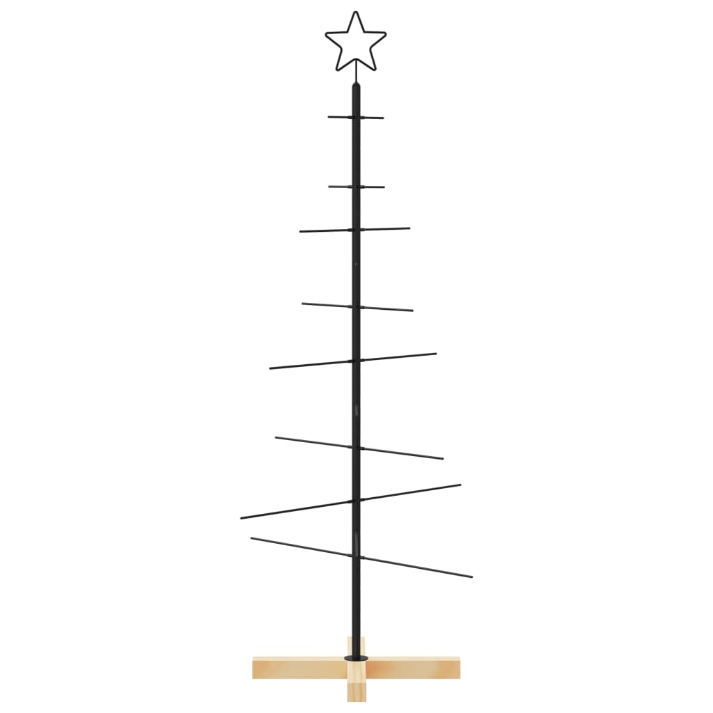 Vidaxl Decoración de Navidad Árbol de Navidad con base de madera 120 cm de metal negro
