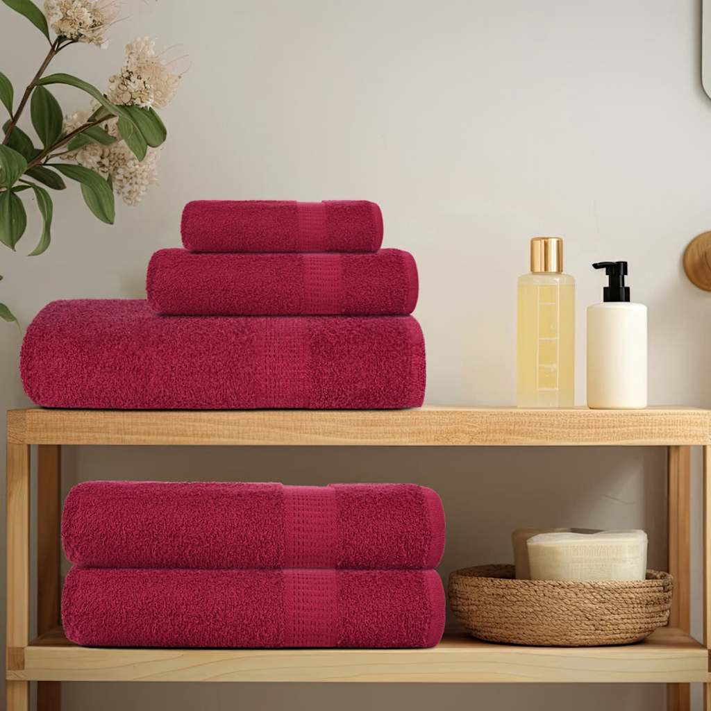 Vidaxl Set de toalla de 8 piezas 360 g m² 100% Algodón Borgoña Rojo