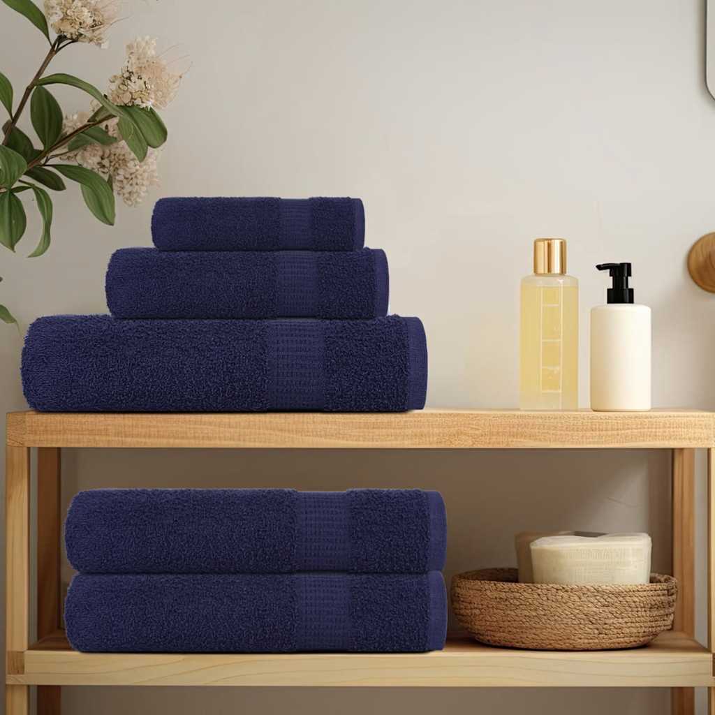 Vidaxl Conjunto de toallas de 8 piezas 360 g m² 100% de algodón azul marino