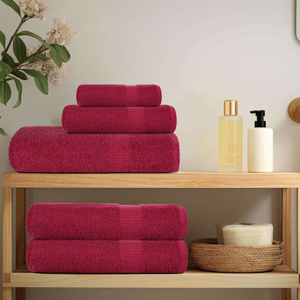 Vidaxl Set di asciugamani da 6 pezzi 360 g m² 100% di cotone borgogna rosso
