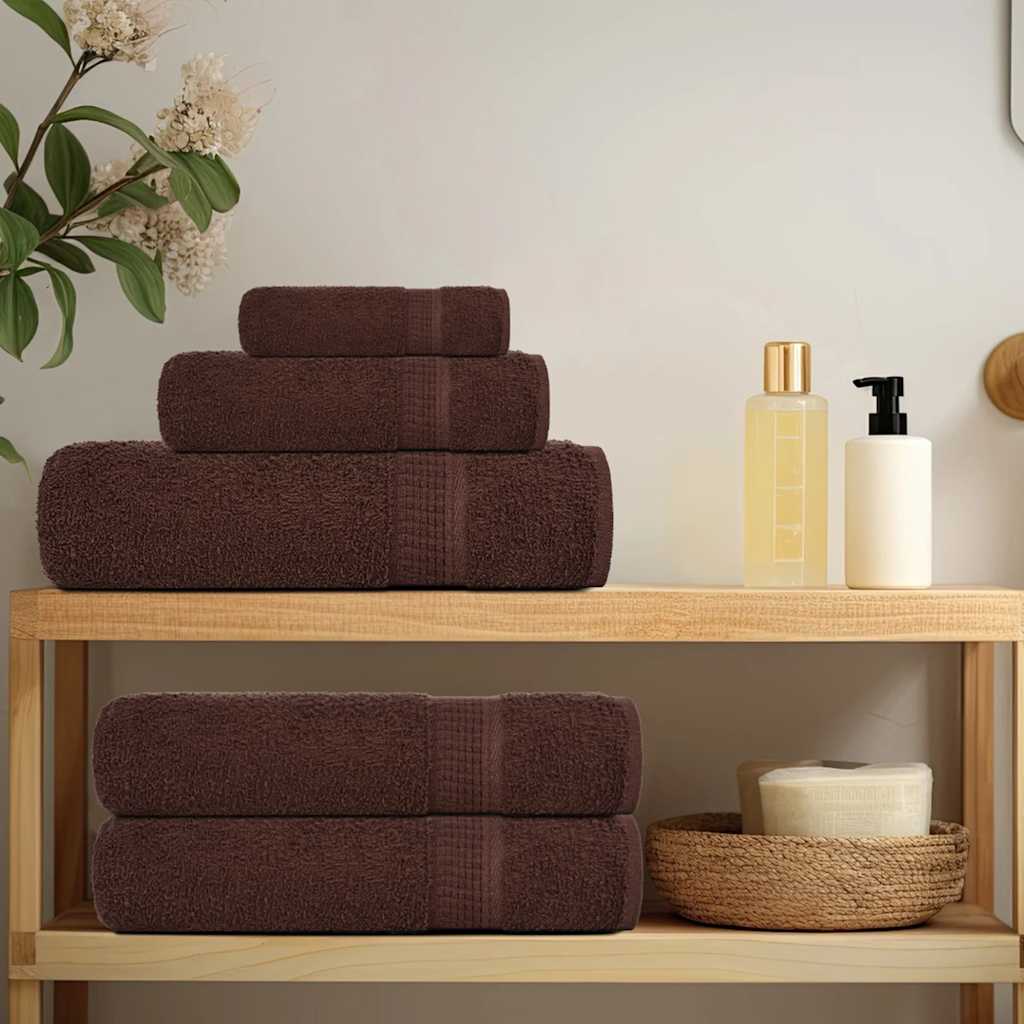 Set di asciugamani da 6 pezzi Vidaxl 360 g m² 100% di cotone marrone