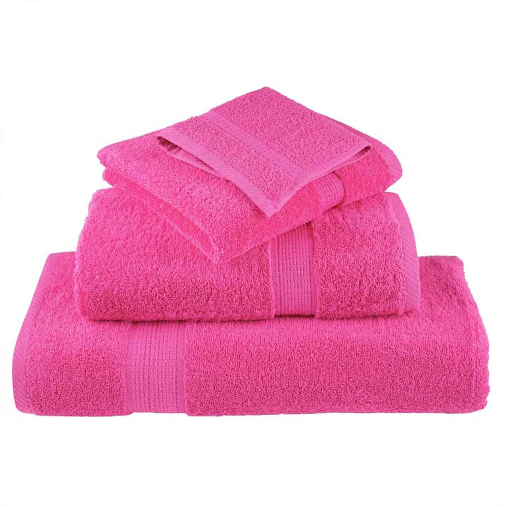 VidaXL asciugamano ospite in tinta unita rosa 550 g/mq