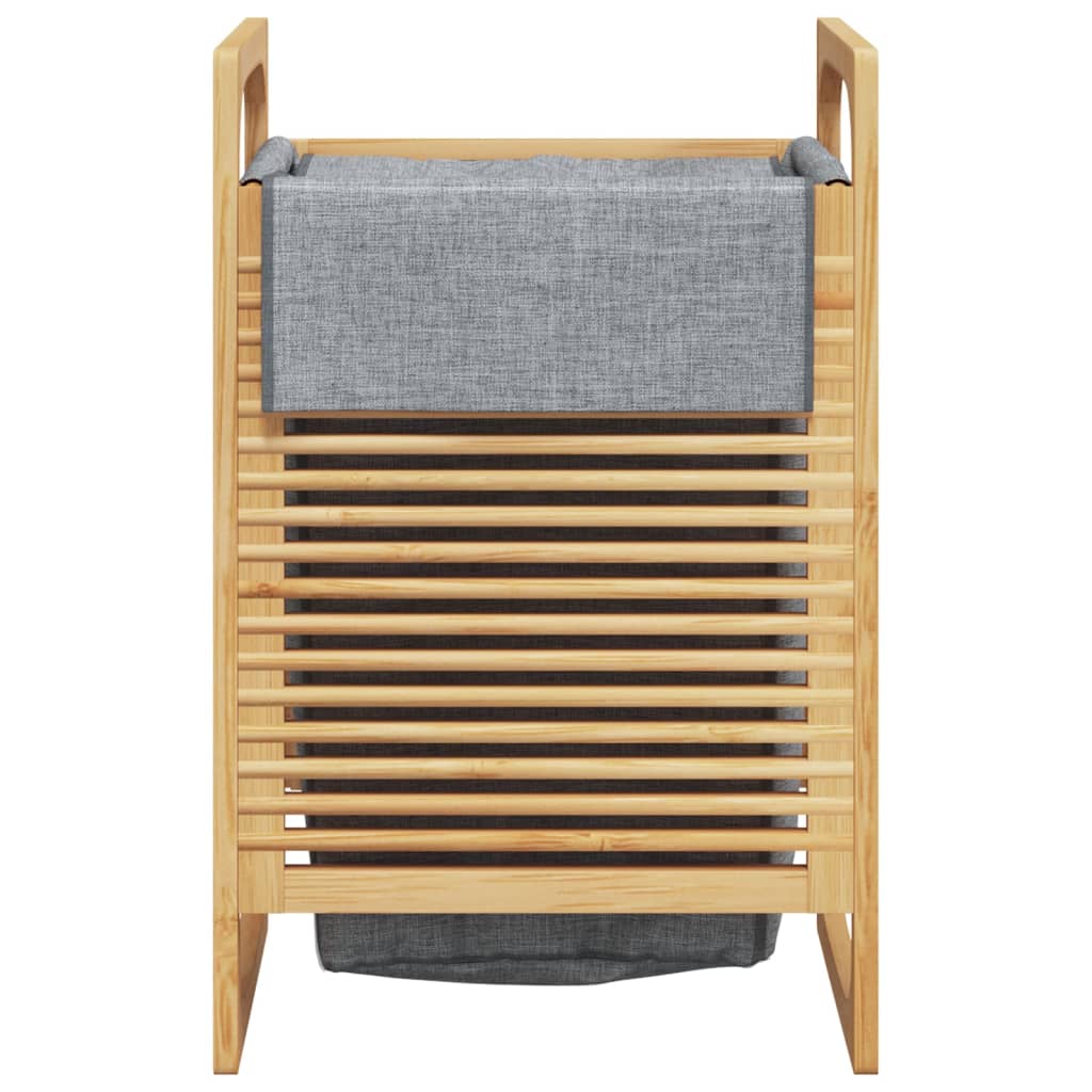 Canasta de lavandería Vidaxl con bolsa gris 32x30x36.5 cm de bambú