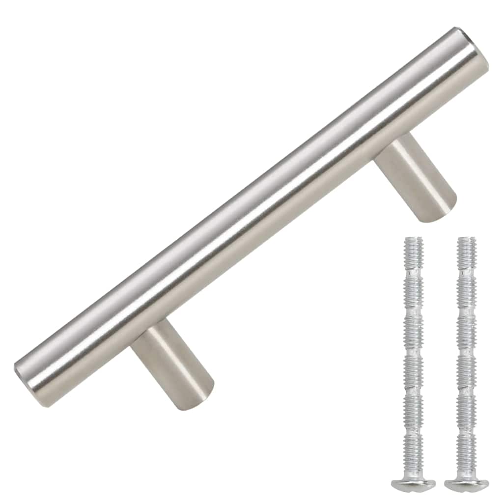 Vidaxl manejas de 10 st 64 mm de acero inoxidable de color plateado