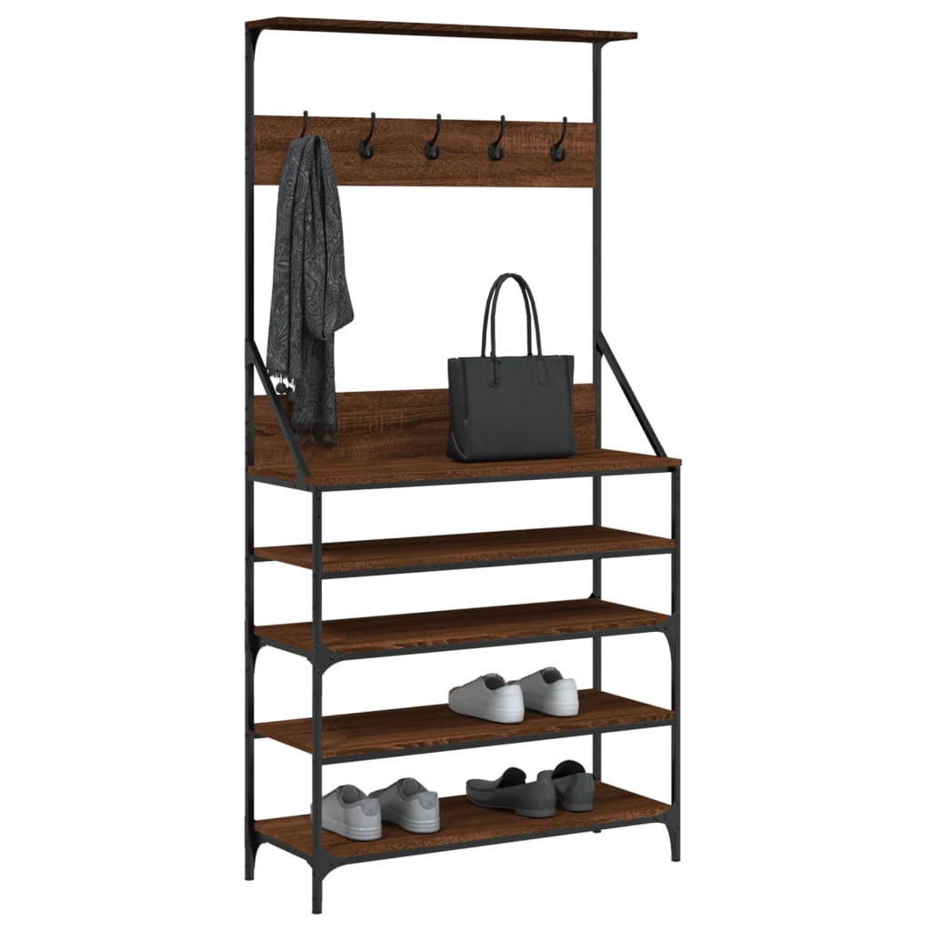 Vidaxx perchero con zapatero 90x34x184 cm color roble marrón