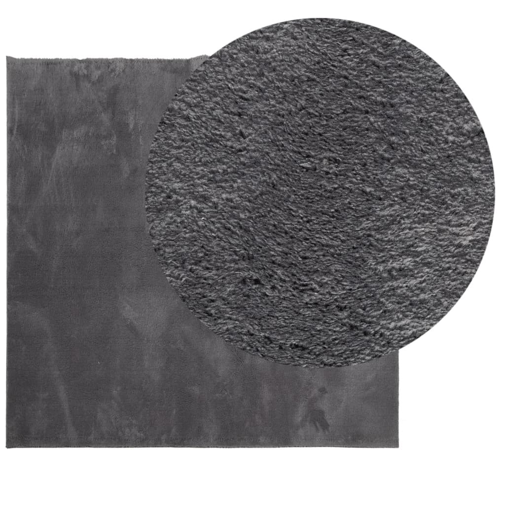 RUG VIDAXL HUARTE BAJA PILA Softable Lavable 120x120 cm antracita