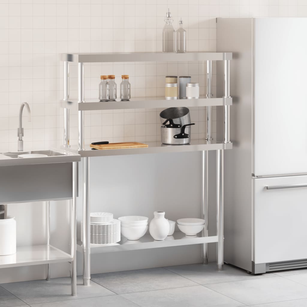 Tavolo da lavoro da cucina Vidaxx con ripiano superiore 110x30x150 cm in acciaio inossidabile
