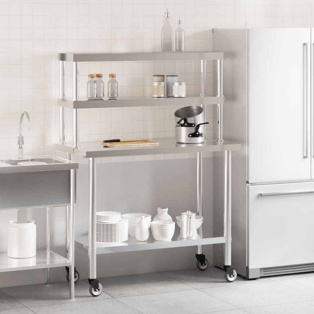 Tavolo da lavoro da cucina Vidaxx con ripiano superiore 110x55x150 cm in acciaio inossidabile