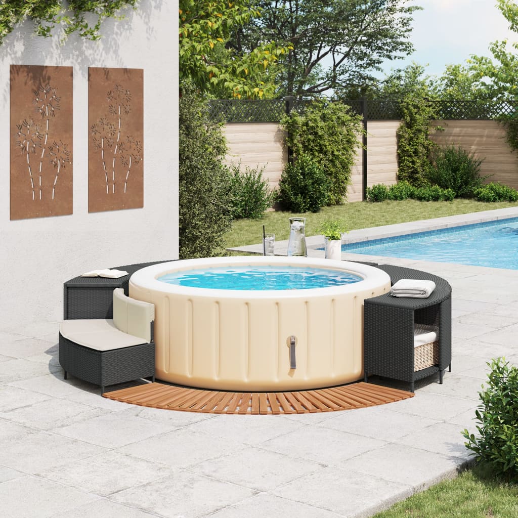 Vidaxl Hottub -mouw Poly Rattan y Solid Acaciahout Black