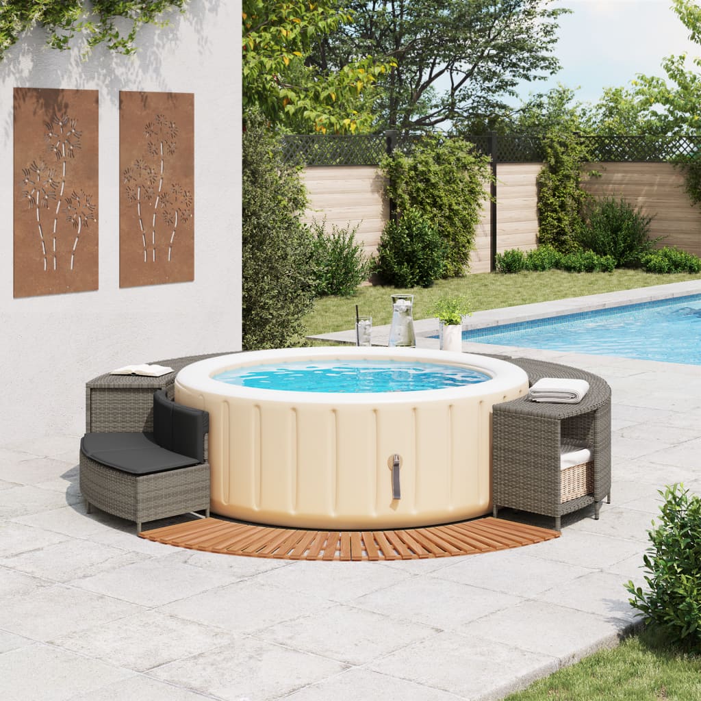 Vidaxl Hottub -mouw Poly Rattan Solid Acaciahout Gray