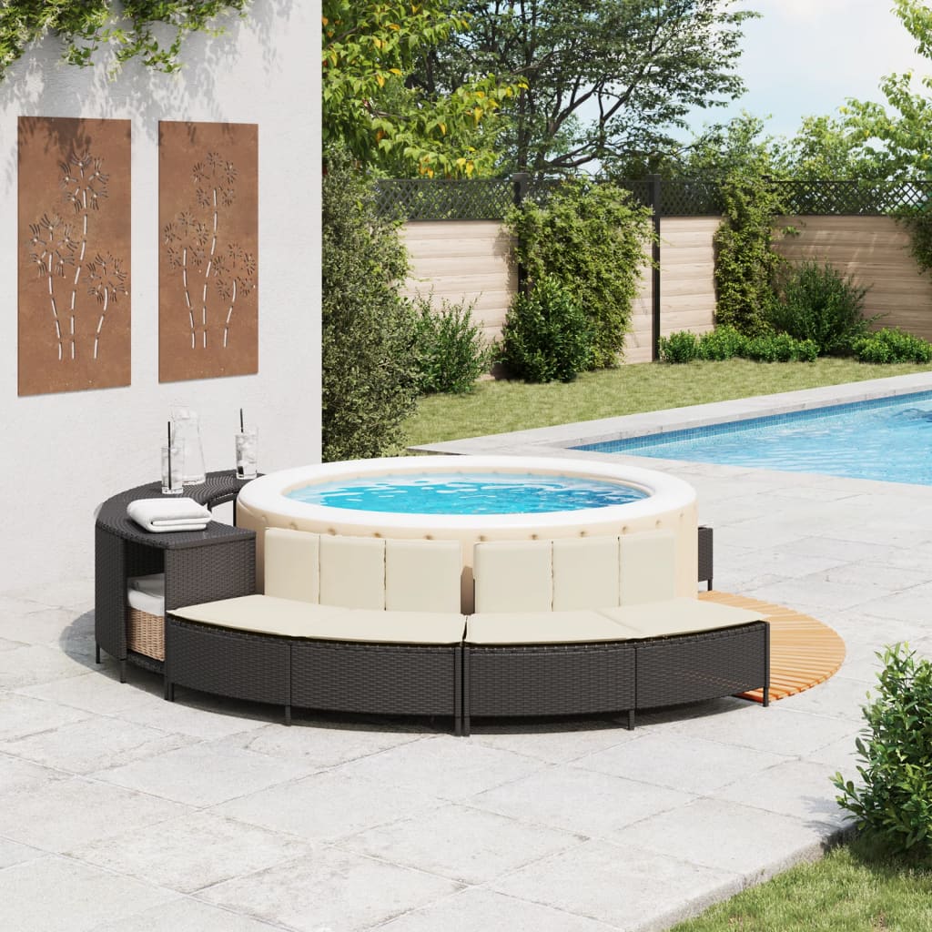 Vidaxl Hottub Benchs con almohadas 2 st Poly rattan negro