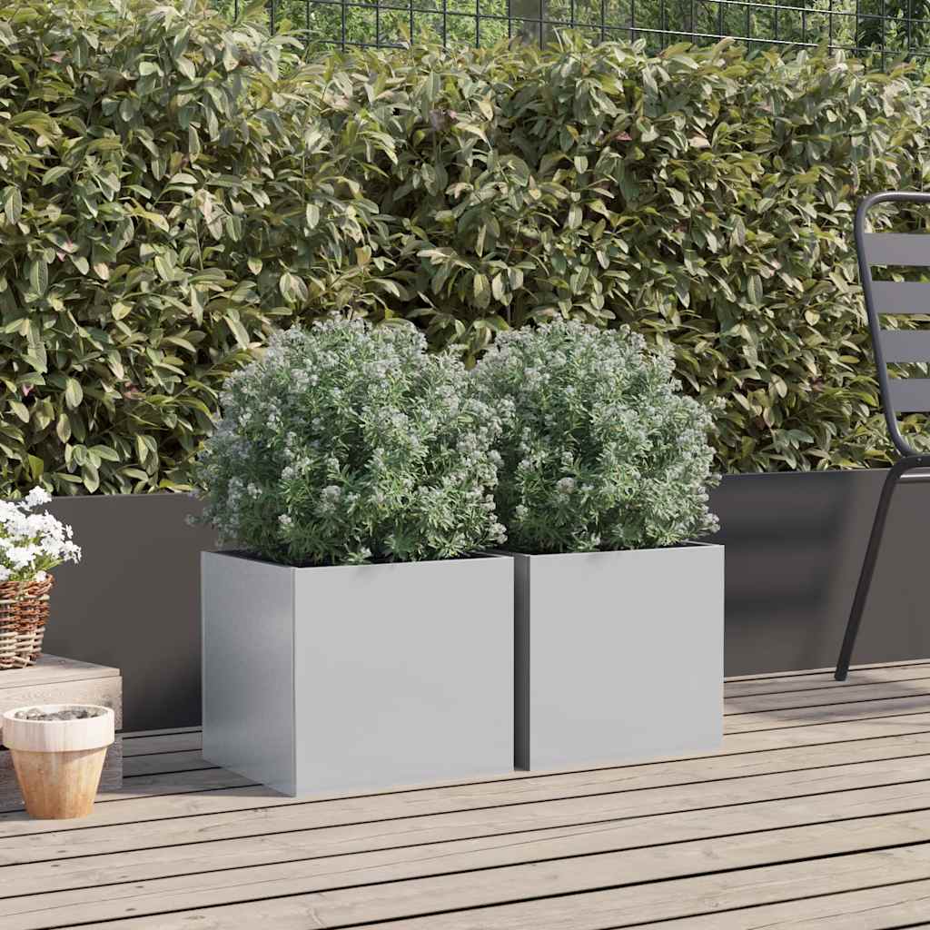 Plantadores Vidaxl 2 ST 32X30X29 CM Color de plata galvanizado