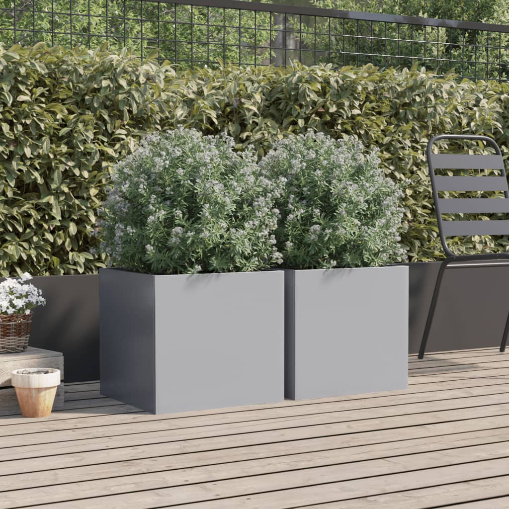 Plantadores Vidaxl 2 ST 42x40x39 CM Color de plata galvanizado