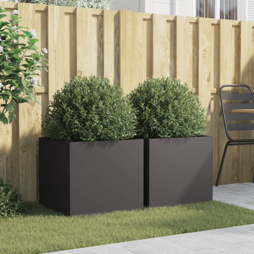 Plantadores Vidaxl 2 ST 49X47X46 CM ACERO RELOD DE ACERO NEGRO