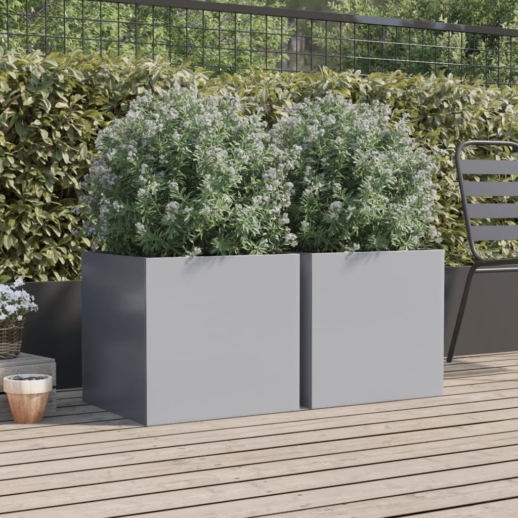 Plantadores Vidaxl 2 ST 49X47X46 CM Color de plata galvanizado