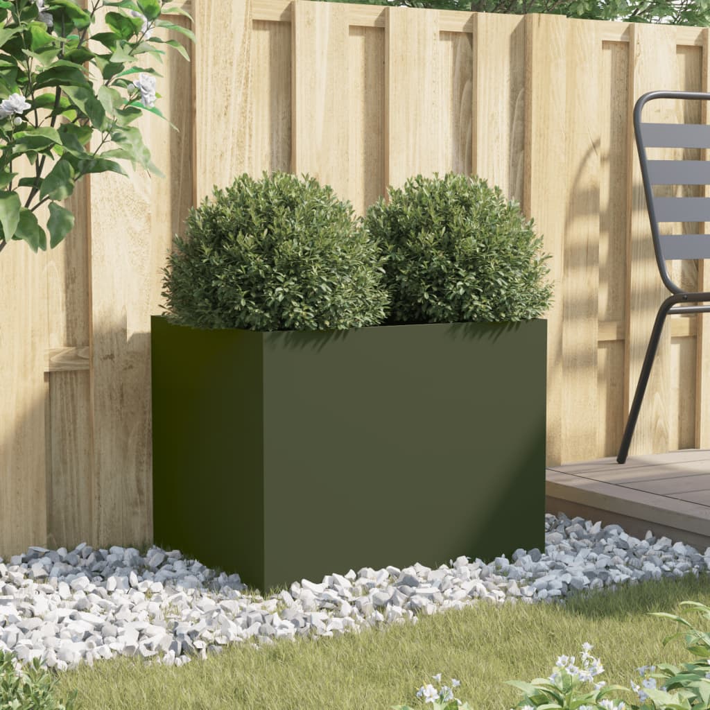 Scatola di pianificazione Vidaxl 62x47x46 cm in acciaio verde oliva
