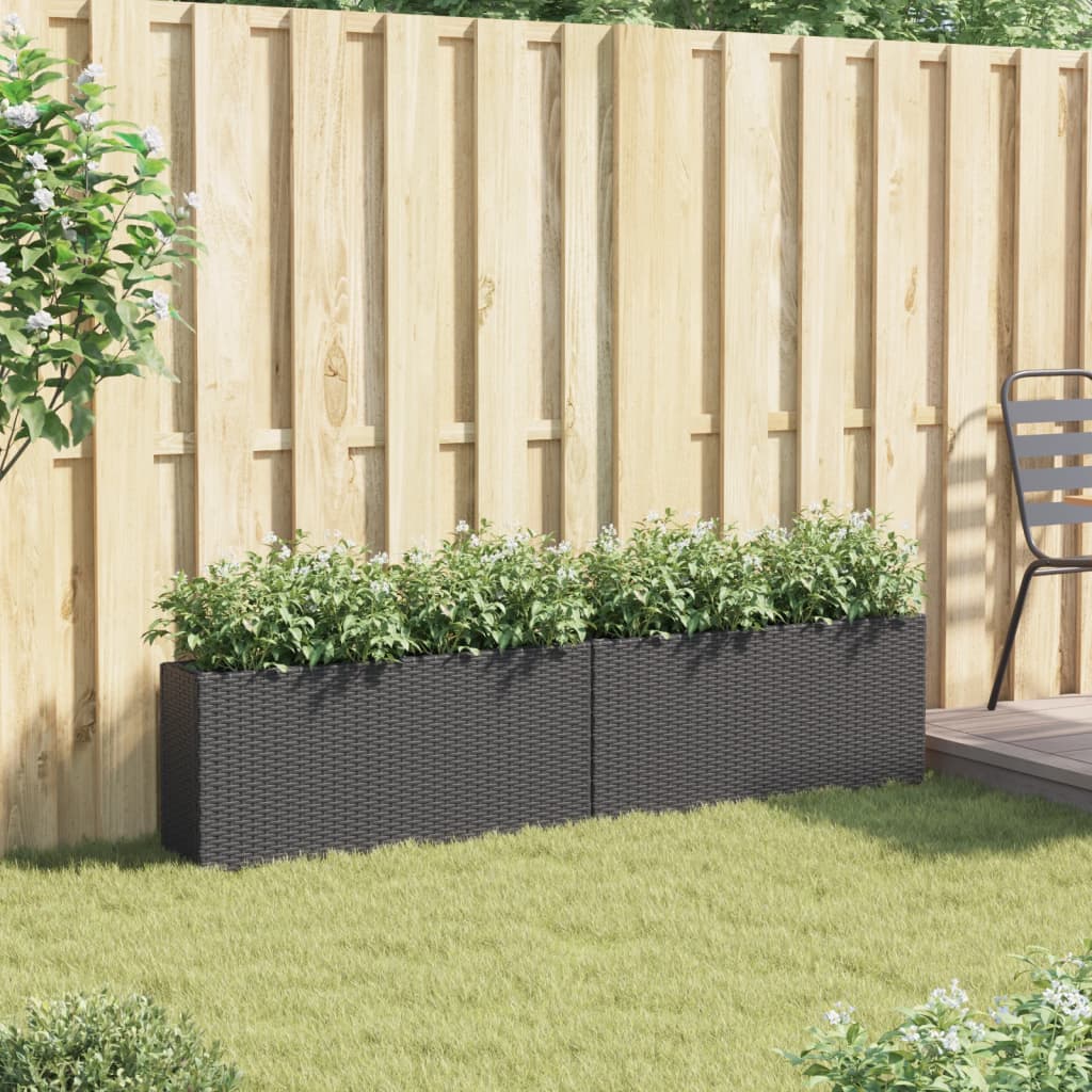 Fioriere Vidaxx con 2 vasi 2 pz 90x20x40 cm polyrattan nero