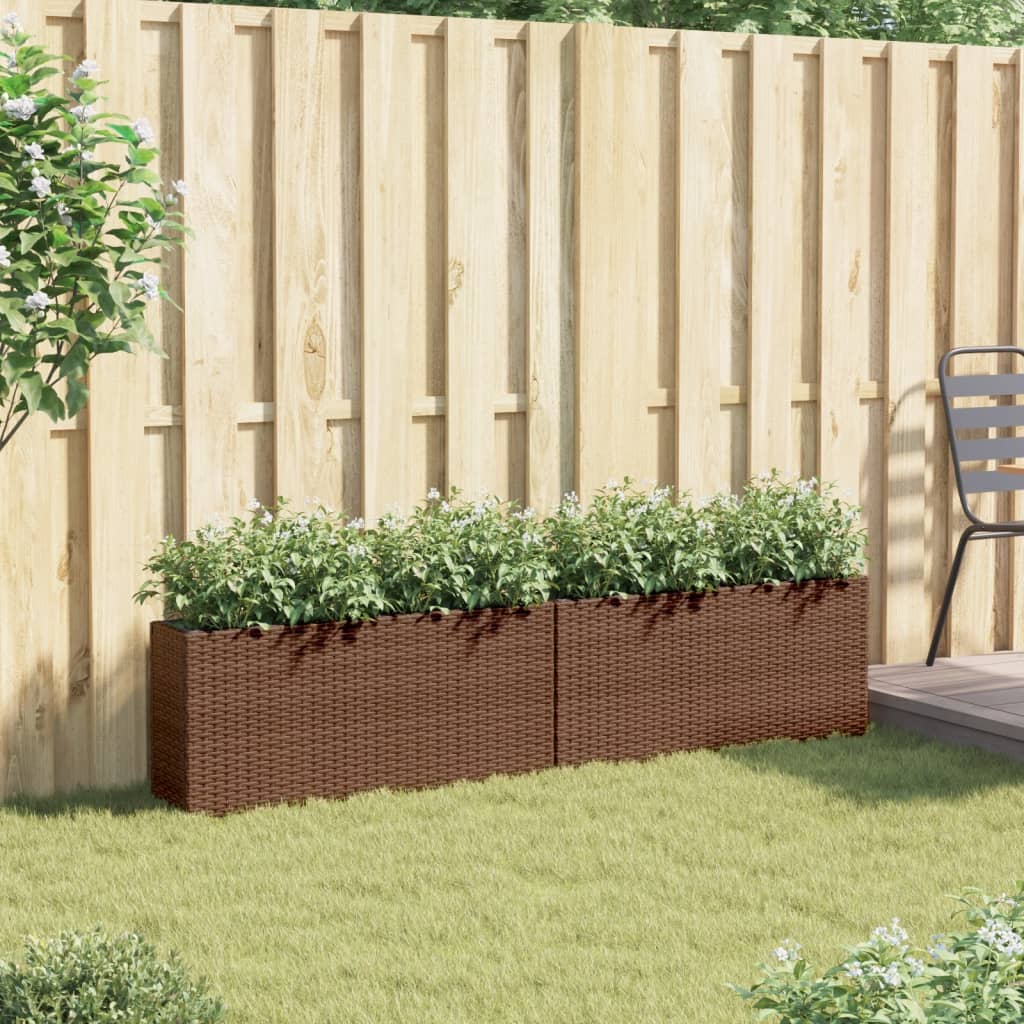 Fioriere Vidaxx con 2 vasi 2 pz 90x20x40 cm polyrattan marrone