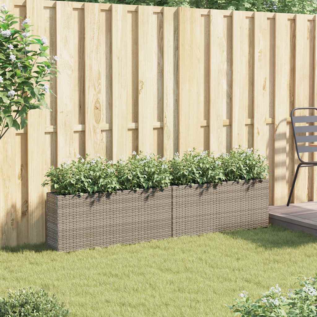 Fioriere Vidaxx con 2 vasi 2 pz 90x20x40 cm polyrattan grigio