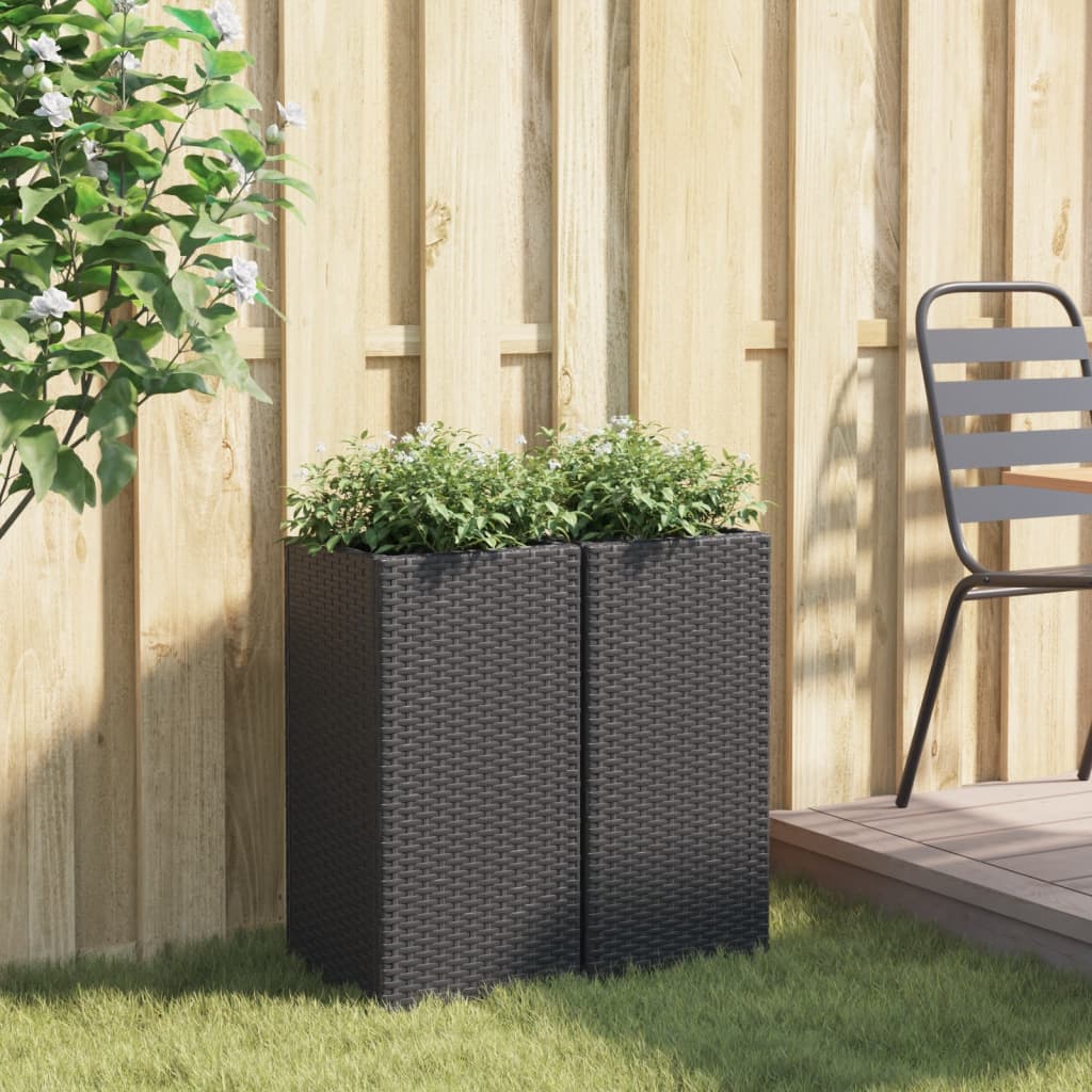 Vidaxx maceteros 2 piezas 30x30x60 cm polirratán negro