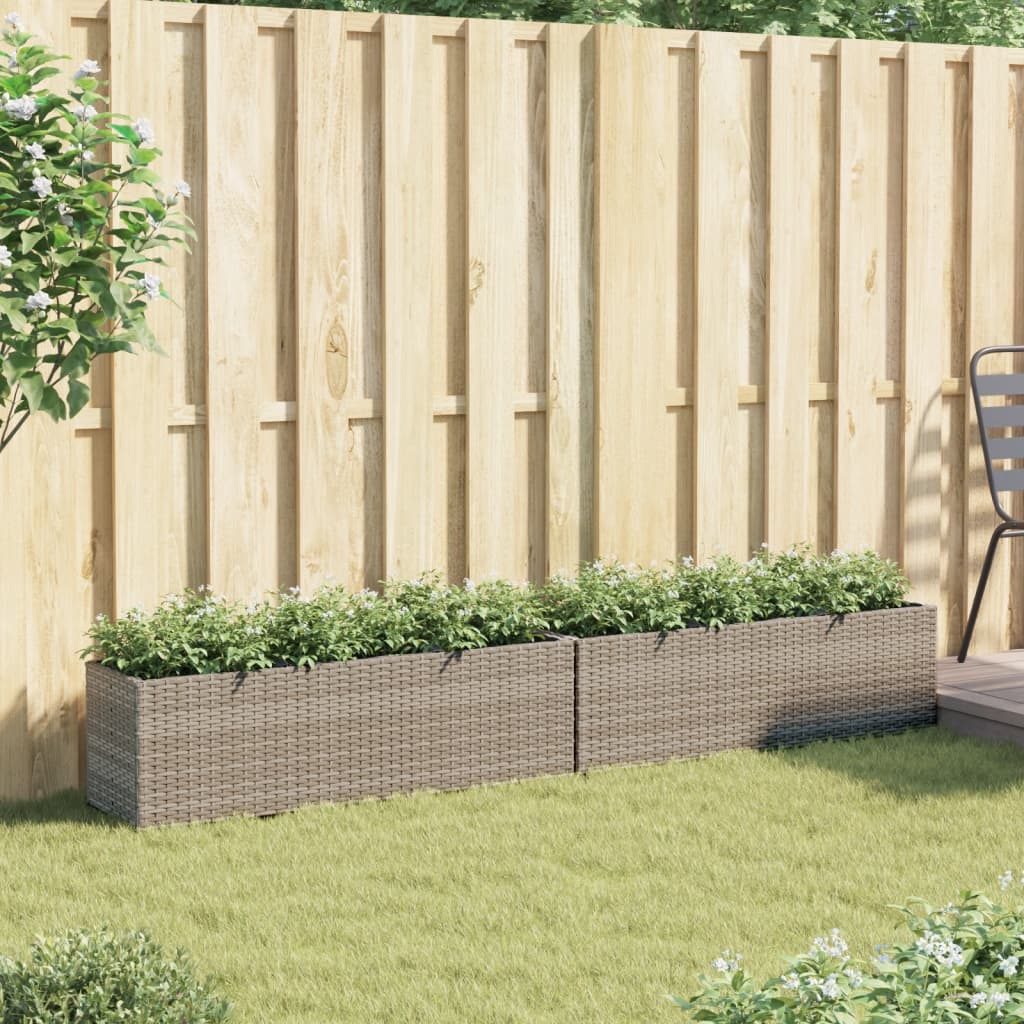 Fioriere Vidaxx con 3 vasi 2 pz 105x30x32 cm polyrattan grigio