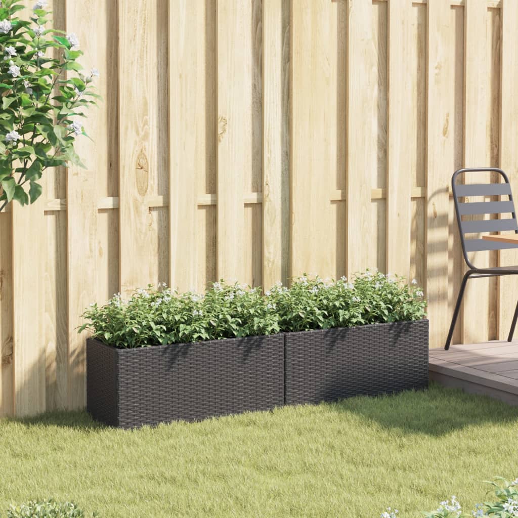 Vidaxx maceteros con 2 maceteros 2 piezas 72x30x32 cm polirratán negro