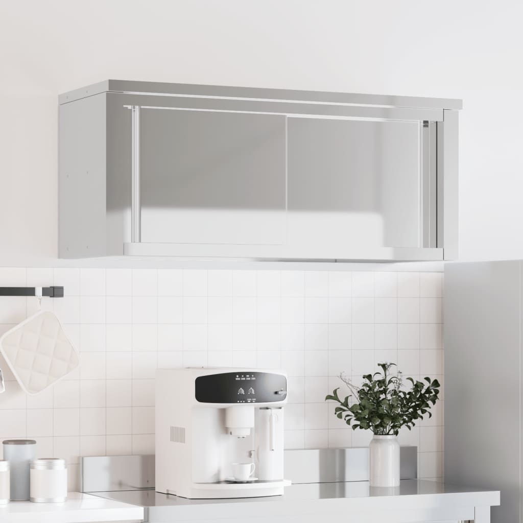 vidaXL Pensile da Cucina con Ante Scorrevoli in Acciaio Inox