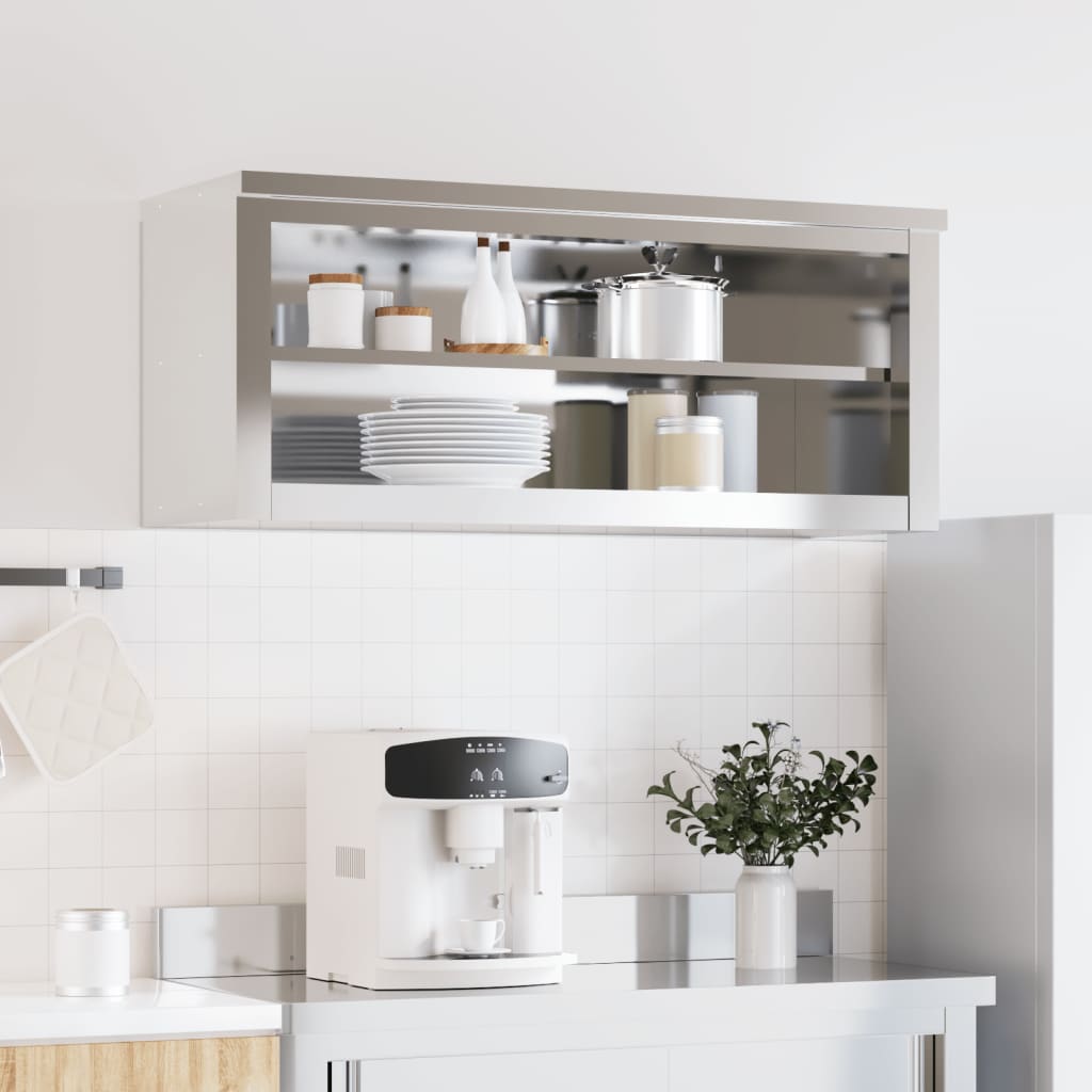Armadio da parete da cucina Vidaxl con scaffale in acciaio inossidabile