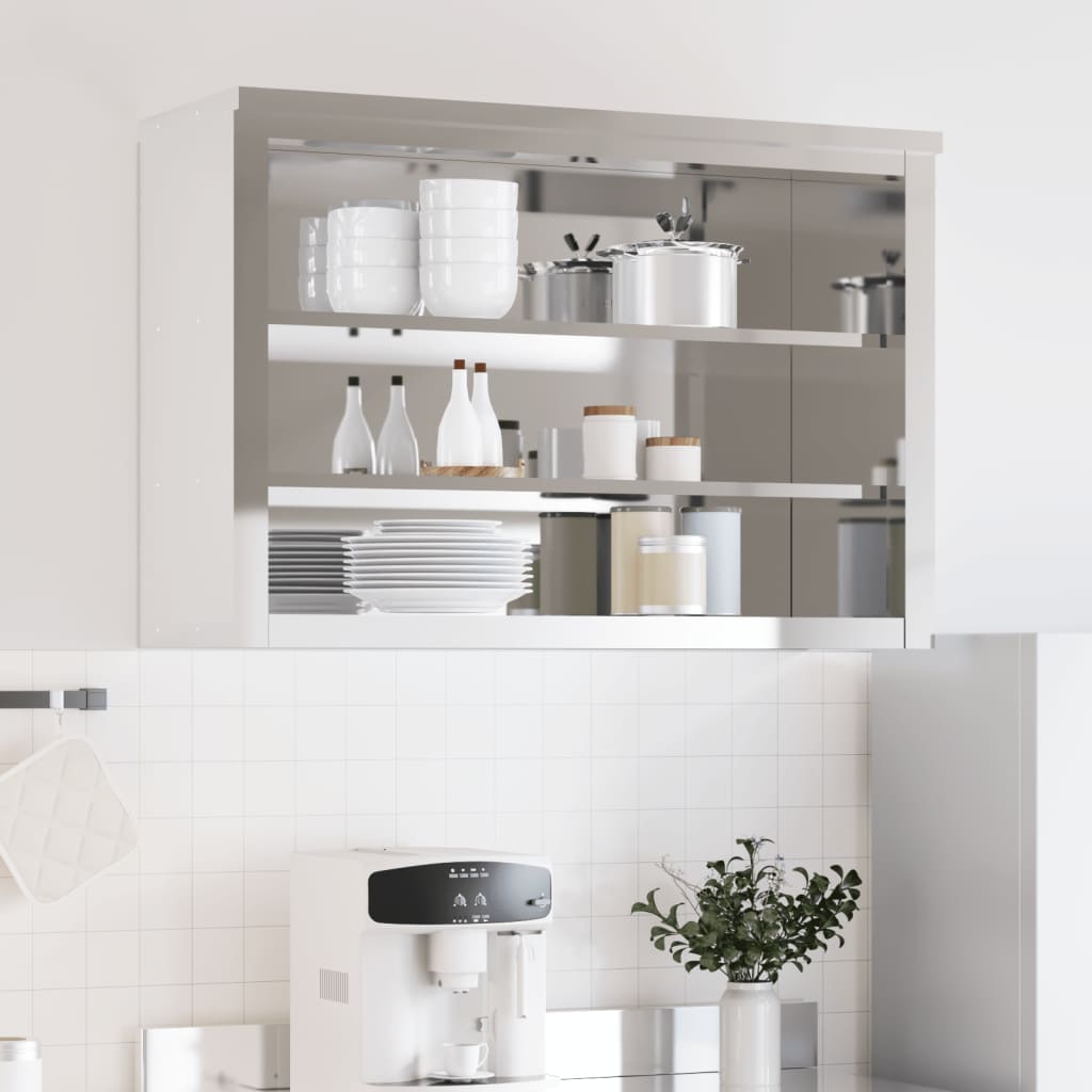 Mueble de pared de cocina VidaXL con estantes de acero inoxidable