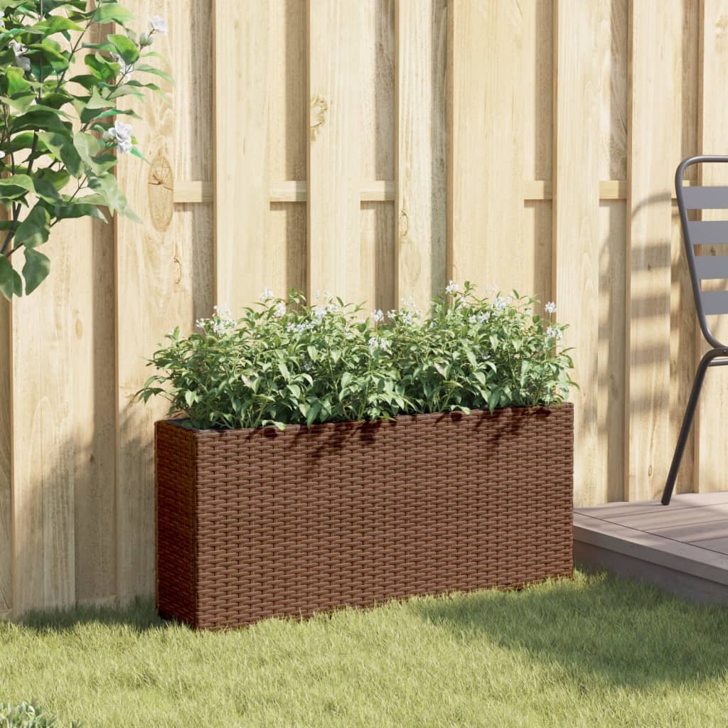 Fioriera Vidaxx con 2 vasi 90x20x40 cm in polyrattan marrone