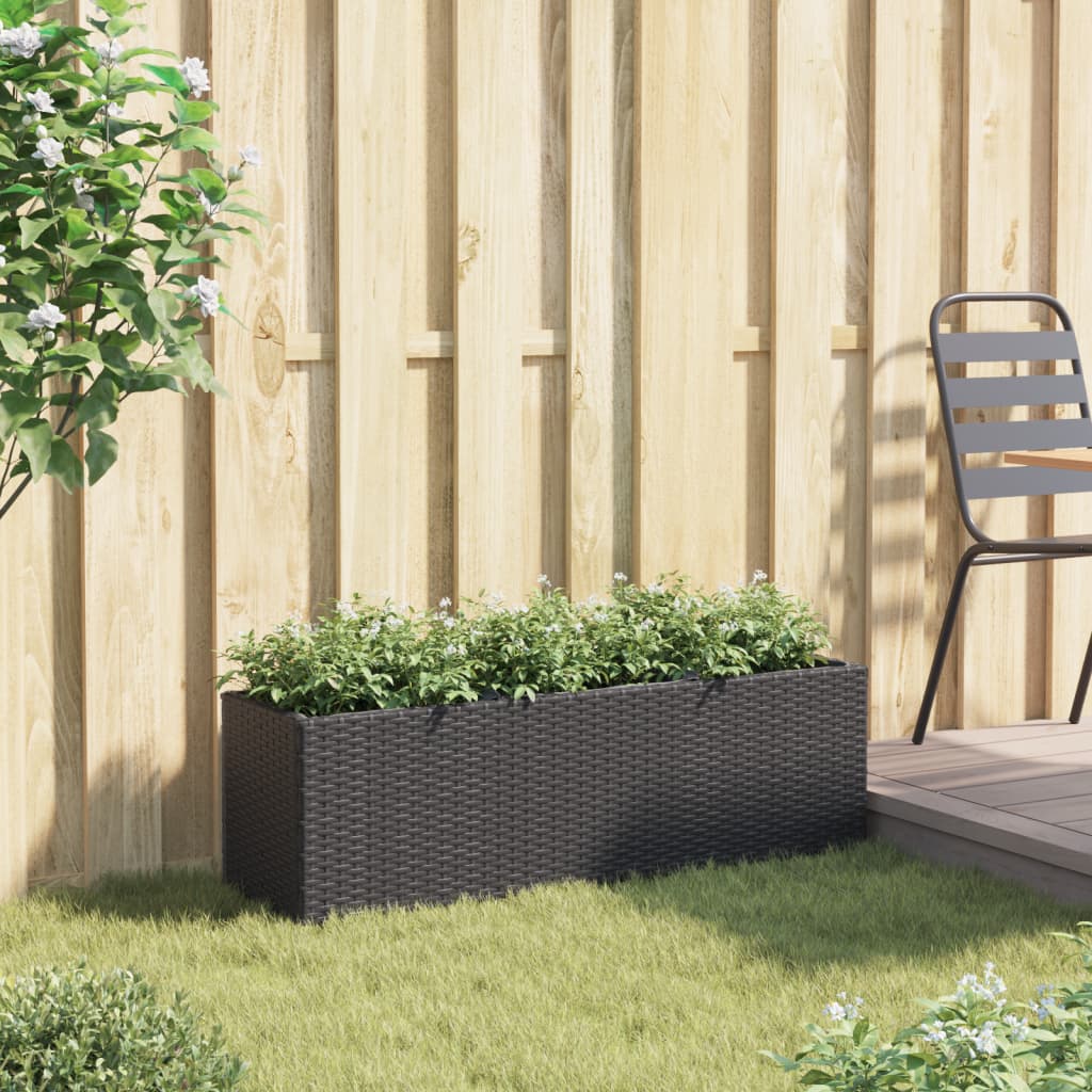 Vidaxx macetero con 3 maceteros 105x30x32 cm polirratán negro