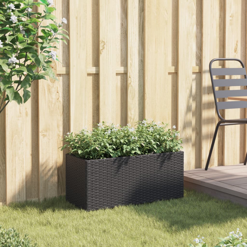 Fioriera Vidaxx con 2 vasi 72x30x32 cm polyrattan nero