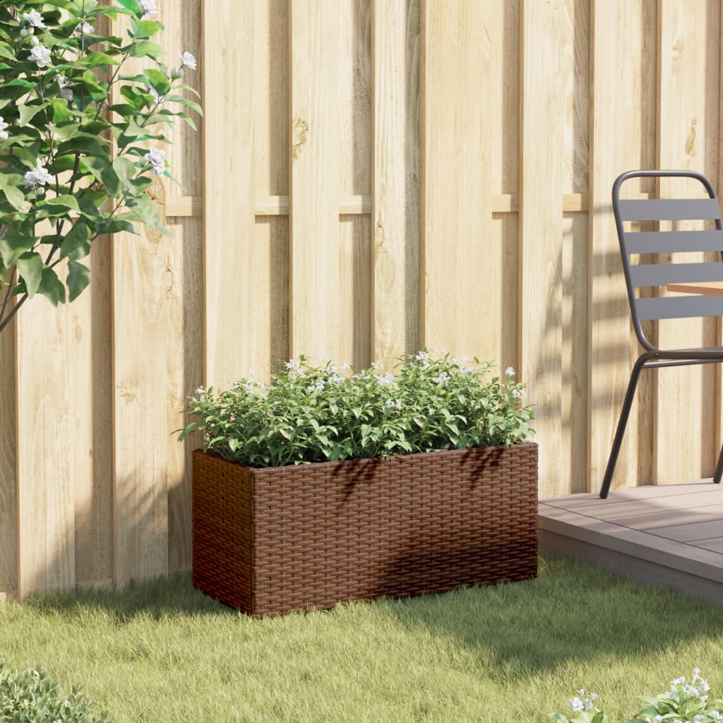 Fioriera Vidaxx con 2 vasi 72x30x32 cm in polyrattan marrone