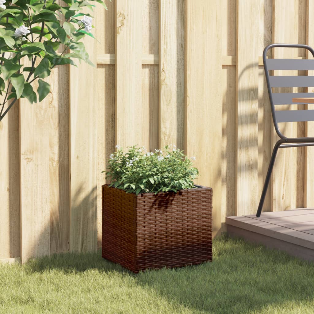 Fioriera Vidaxx 36x30x32 cm in polyrattan marrone