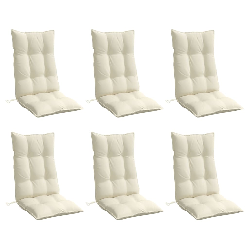 Cuscini di sedia Vidaxl 6 St High Back Oxford Fabric Crème colorato
