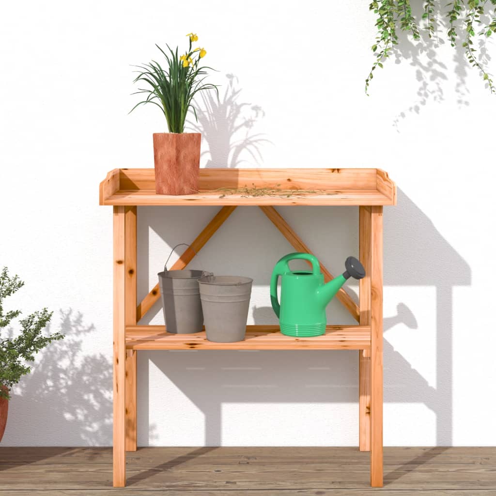 Table de planta Vidaxl con estante 78x38x82.5 cm de pino marrón