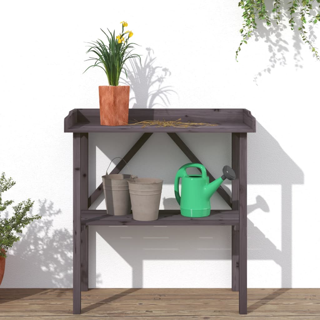Tavolo per piante Vidaxx con ripiano 78x38x82,5 cm in legno di pino grigio