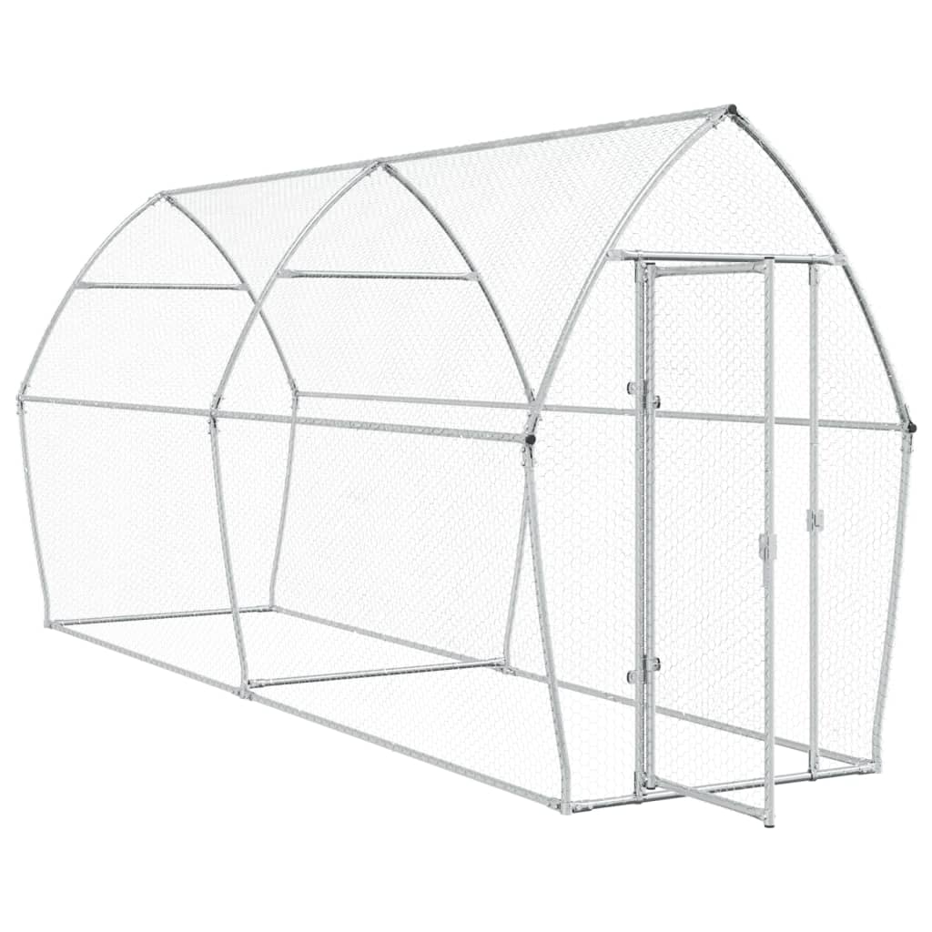 Vidaxl Chicken Coop 400x105x182 CM Galvanized Steel Silver