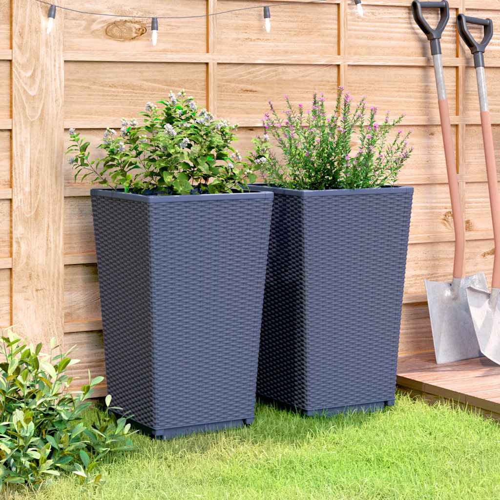 Vidaxl plantenbakken 2 st 32,5x32,5x57 cm polypropeen blauwgrijs