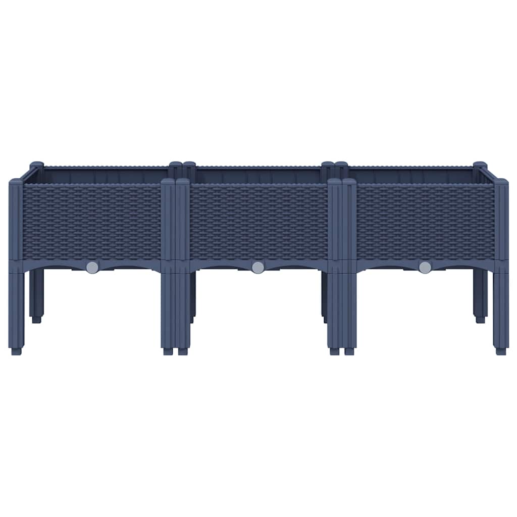 Vidaxl plantenbak met poten 120x40x42 cm polypropeen blauwgrijs